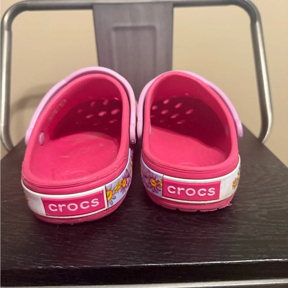 CROCS Kids Pink Floral Butterfly Clogs